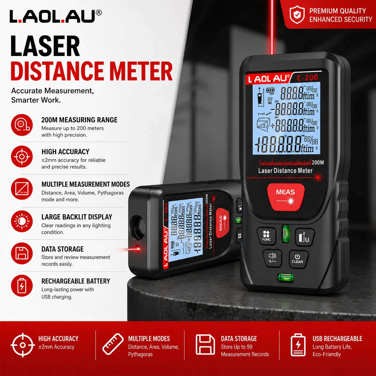 Industrial Laser Rangefinder - Medidor de Distância a Laser Digital
