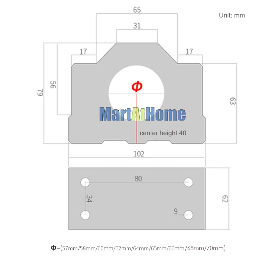 ARGEDO 57mm ~ 70mm Suporte de  - Cnc Spindle Motor avaliação e preço