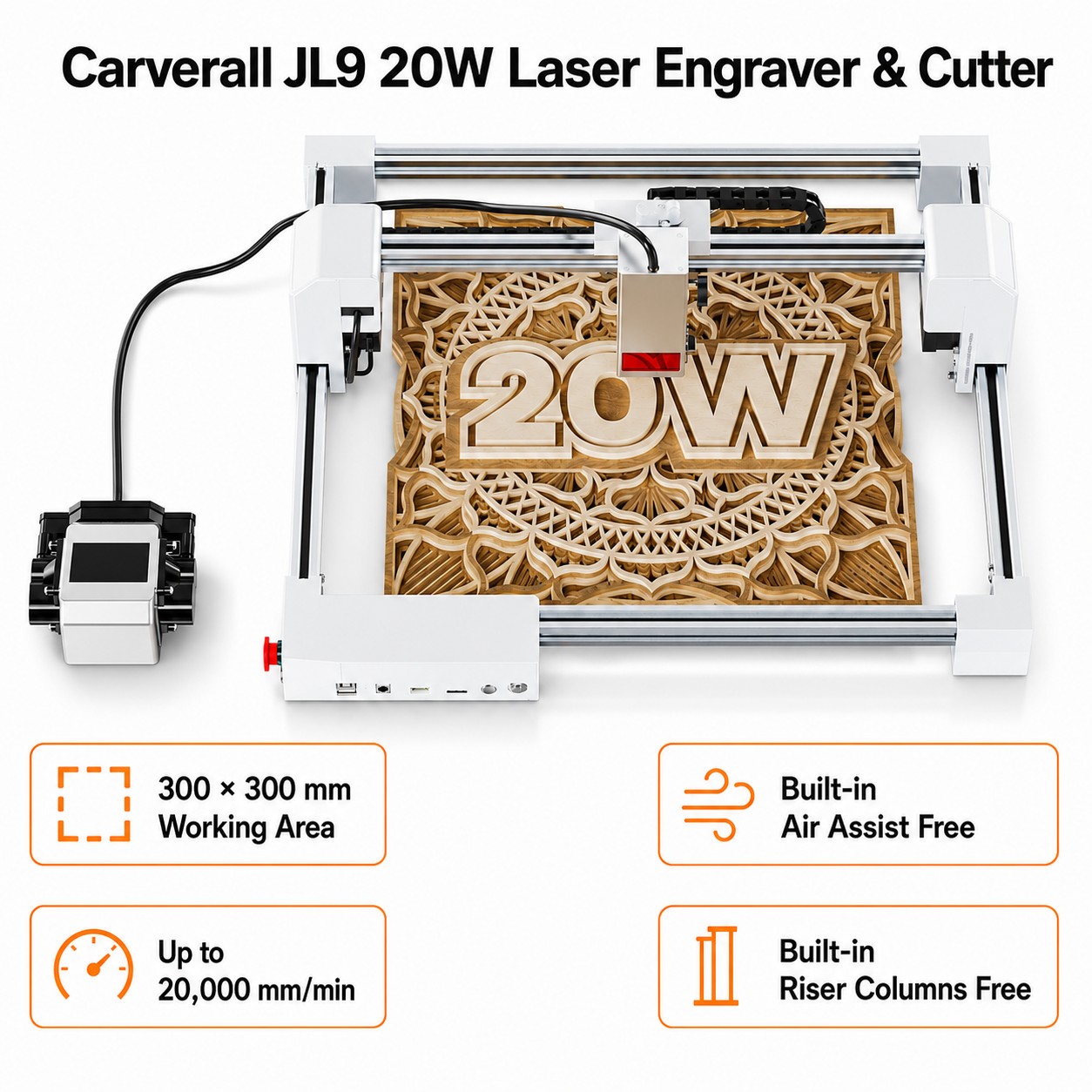 Carverall JL9 20W Gravador e C - Industrial Laser Cutting avaliação e preço